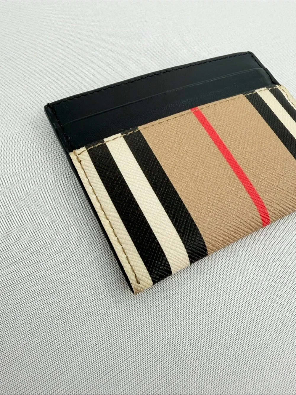 Burberry Vintage Check Unisex Card Holder Wallet Leather Trim designer wallet